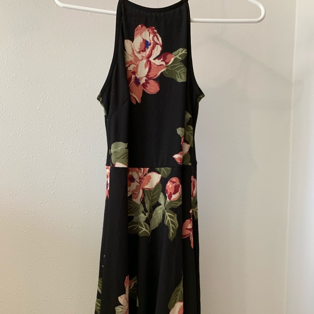 Black floral boutique dress XS